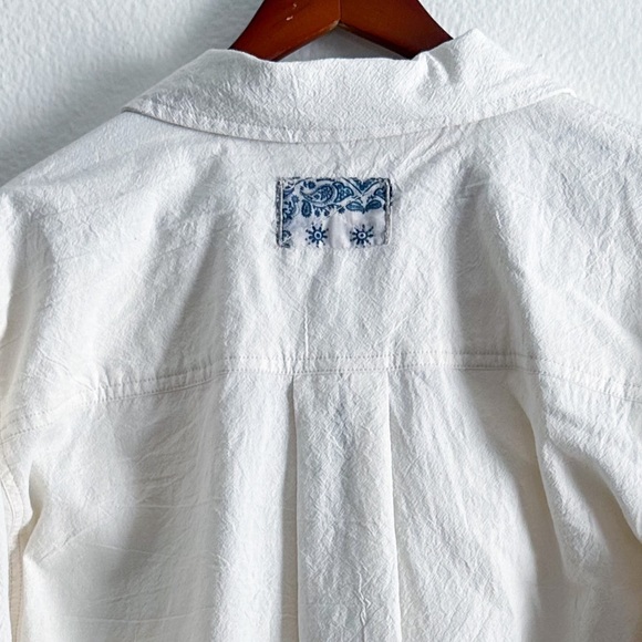 We The Free Free People Two To One Shirt in Ivory Combo Size Large NWOT - Picture 6 of 12